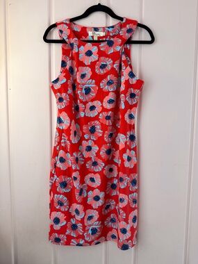 Aryeh Floral Poppy Sleeveless Shift Dress - Red SzM